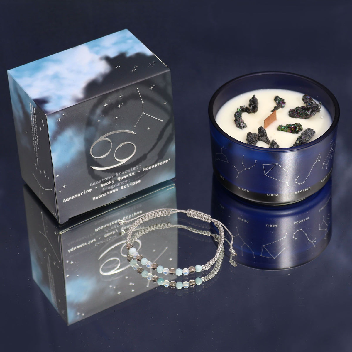 Zodiakljus med kristallarmband – Kräftan
