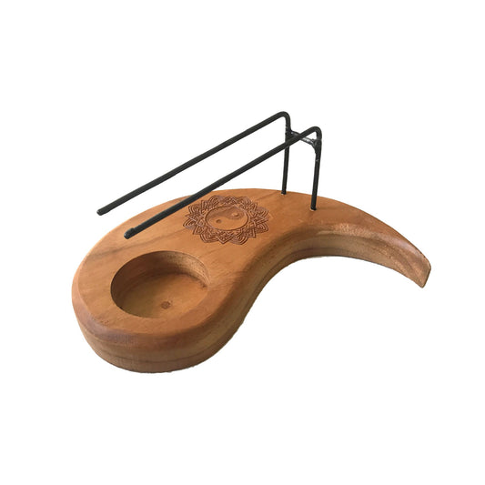 Palo Santo-värmare i teak – Yin & yang, droppform