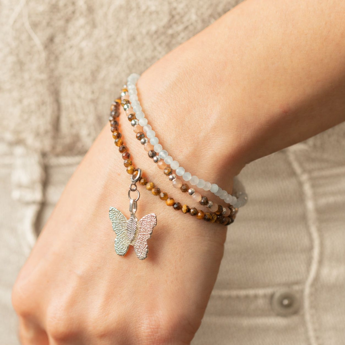 Kristallarmband-set Sea Sunset – 3 elastiska armband