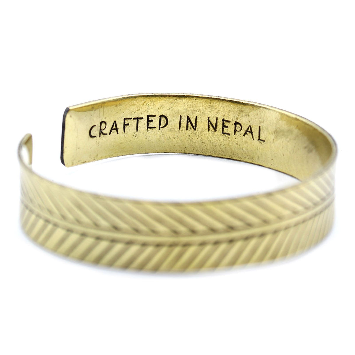 Tibetanskt armband – brett bladmönster, mässingston
