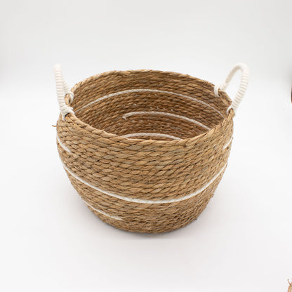 Stora förvaringskorgar i bomull/sjögräs – natur, 3-pack
