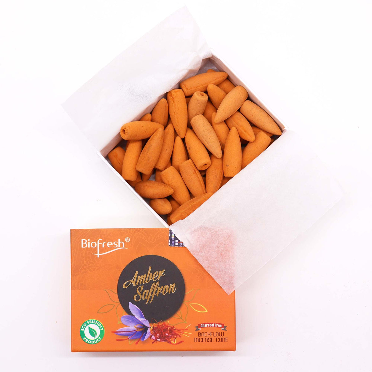 Biofresh backflow-rökelsekoner – Amber & saffran, 40 st