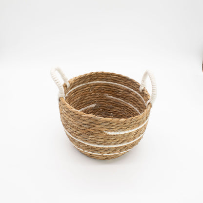 Stora förvaringskorgar i bomull/sjögräs – natur, 3-pack