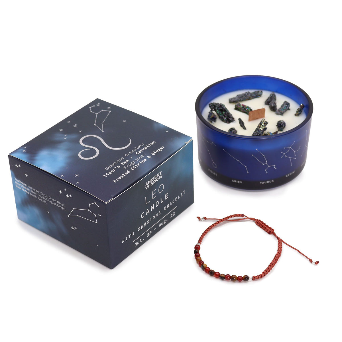 Zodiakljus med kristallarmband – Lejonet