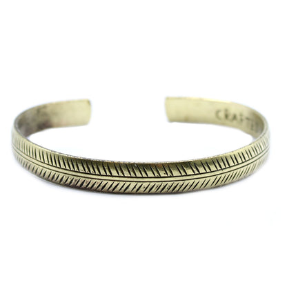 Tibetanskt armband – smalt bladmönster, mässingston