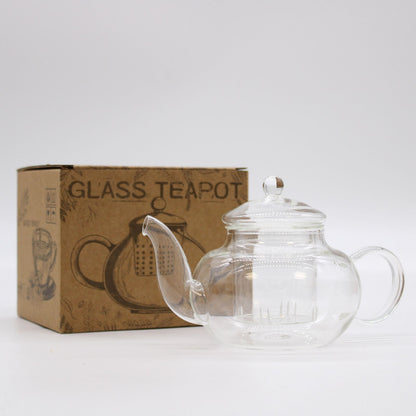 Tekanna i glas med tesil – rund, 400 ml, presentask