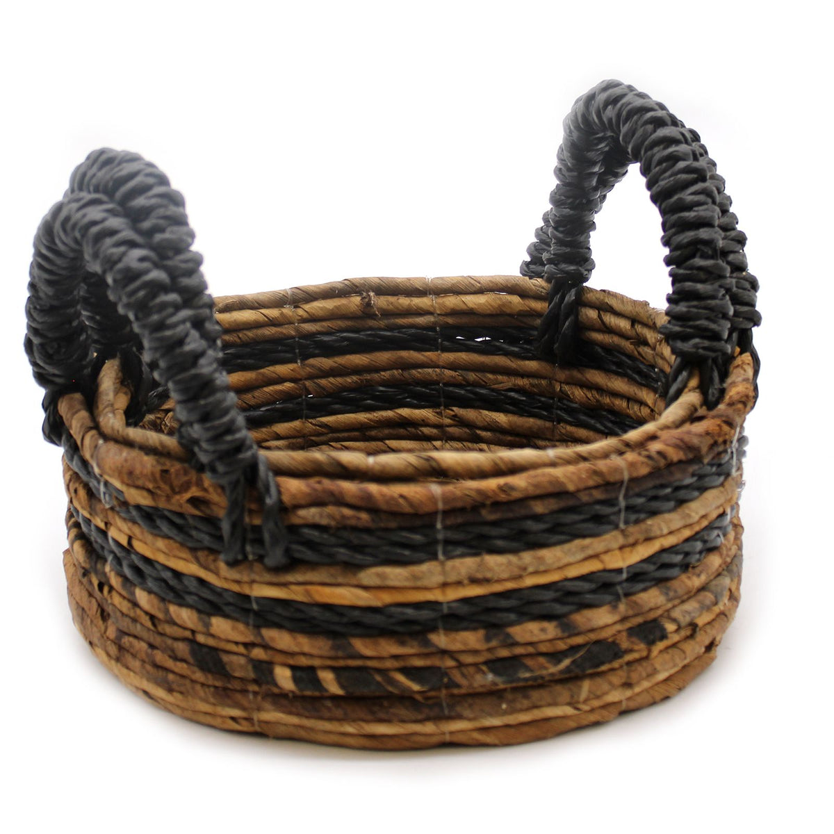 Förvaringskorgar av bananblad och raffia – svart, 2-pack