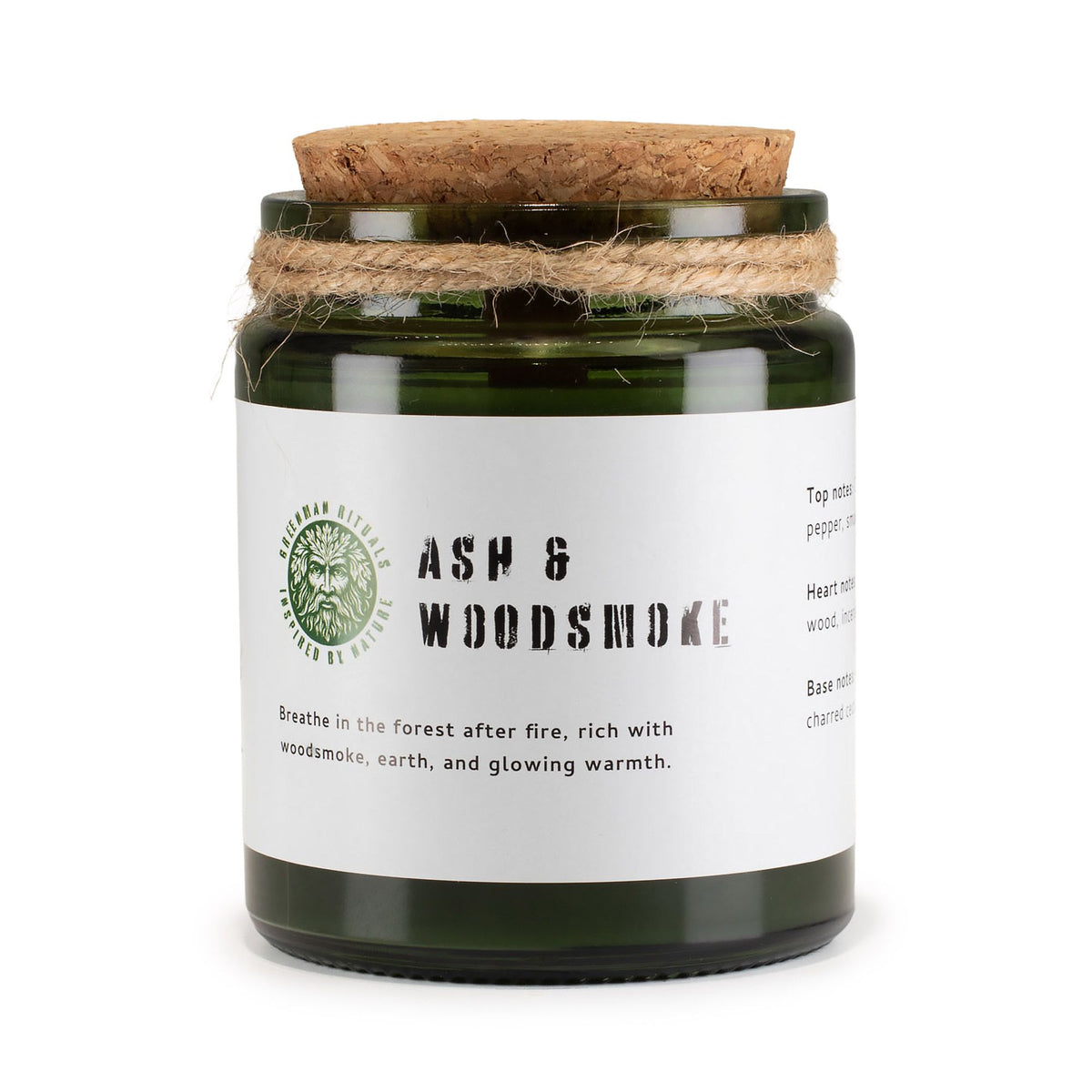 Greenman sojavaxljus med träveke – Ash & Woodsmoke