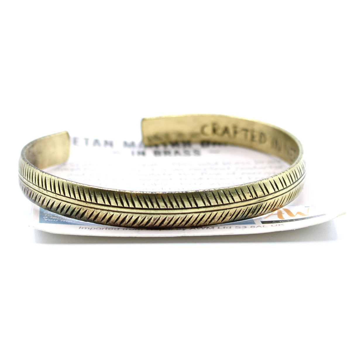 Tibetanskt armband – smalt bladmönster, mässingston