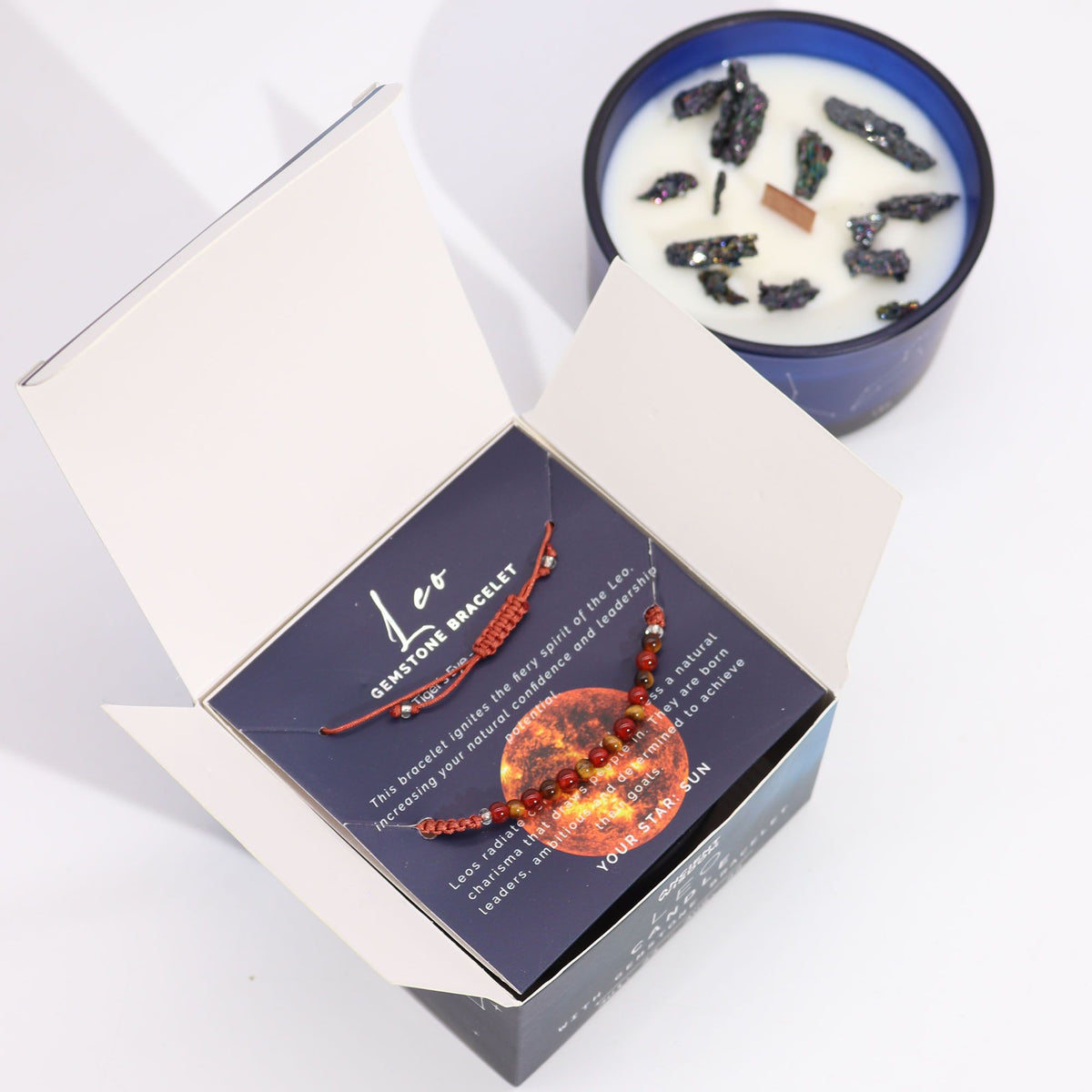 Zodiakljus med kristallarmband – Lejonet
