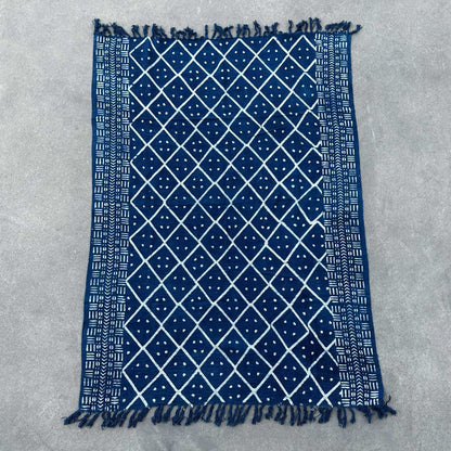 Indigofärgad pläd – Midnight Heerak, 170 × 120 cm