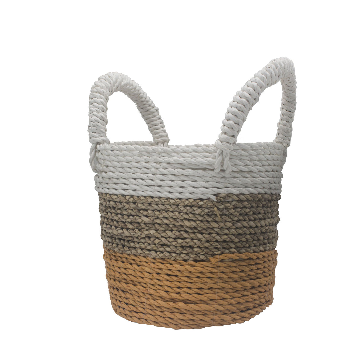 Förvaringskorgar i sjögräs – orange/natur/vitt set