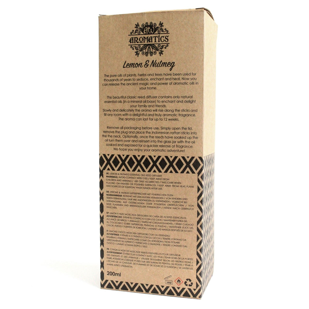 Doftpinnar med eteriska oljor – Citron & muskot, 200 ml