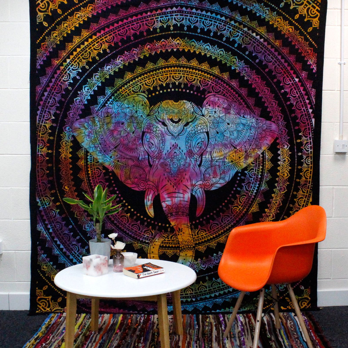 Väggtextil och överkast – elefanthuvud, 230 × 200 cm