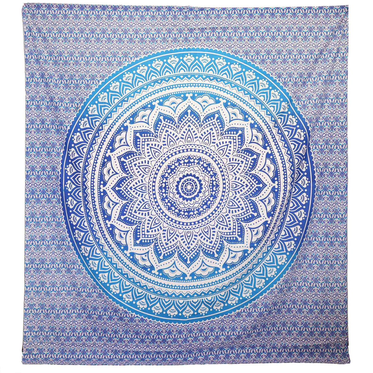 Mönstrad textil för strand och vägg – Umrao Mandala, blå