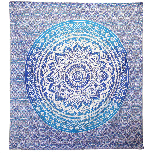 Mönstrad textil för strand och vägg – Umrao Mandala, blå