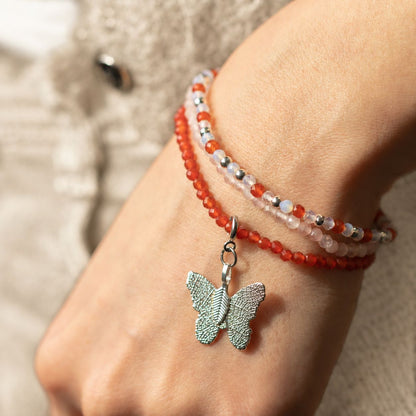 Kristallarmband-set Love & Flame – 3 elastiska armband