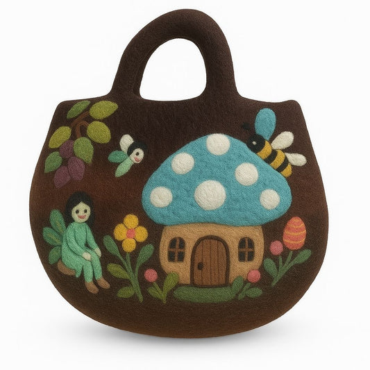 Tovad väska med sagoträdgård – 35 × 27 cm