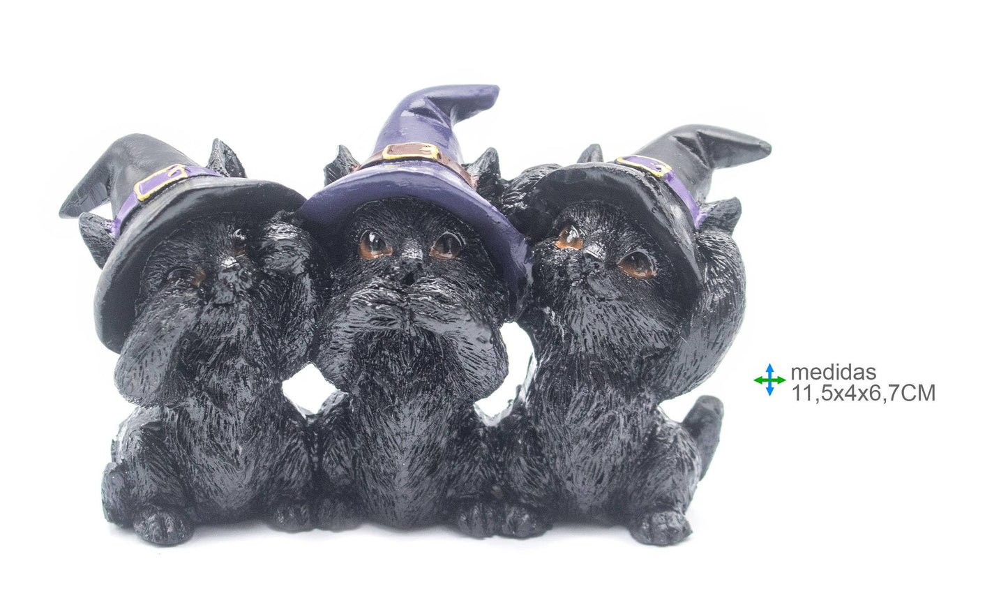 Wicca-katter i resin, 11,5 x 4 x 6,7 cm