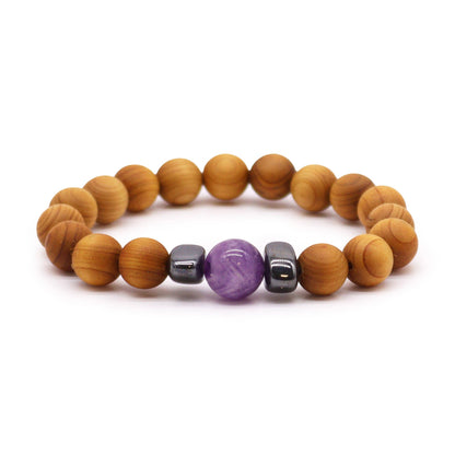 Tredje Ögats Chakra-armband – Cederträ & Ametist – smycke
