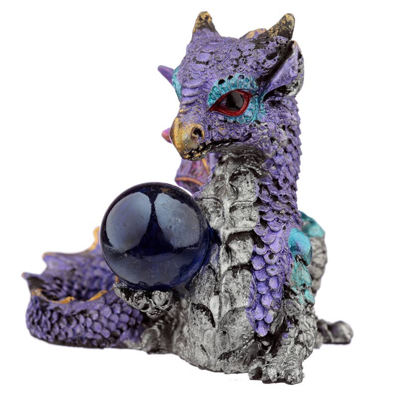 Elementdrake med Klot – Mini Dekoration i Resin