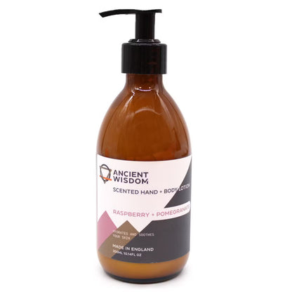 Pumpflaska med hand- och hudkräm, Hallon & Granatäpple, 300 ml