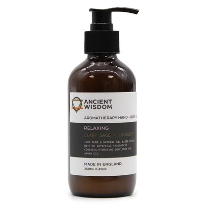 Pumpflaska med aromaterapi hand- och hudkräm, Salvia & Lavendel, 250 ml