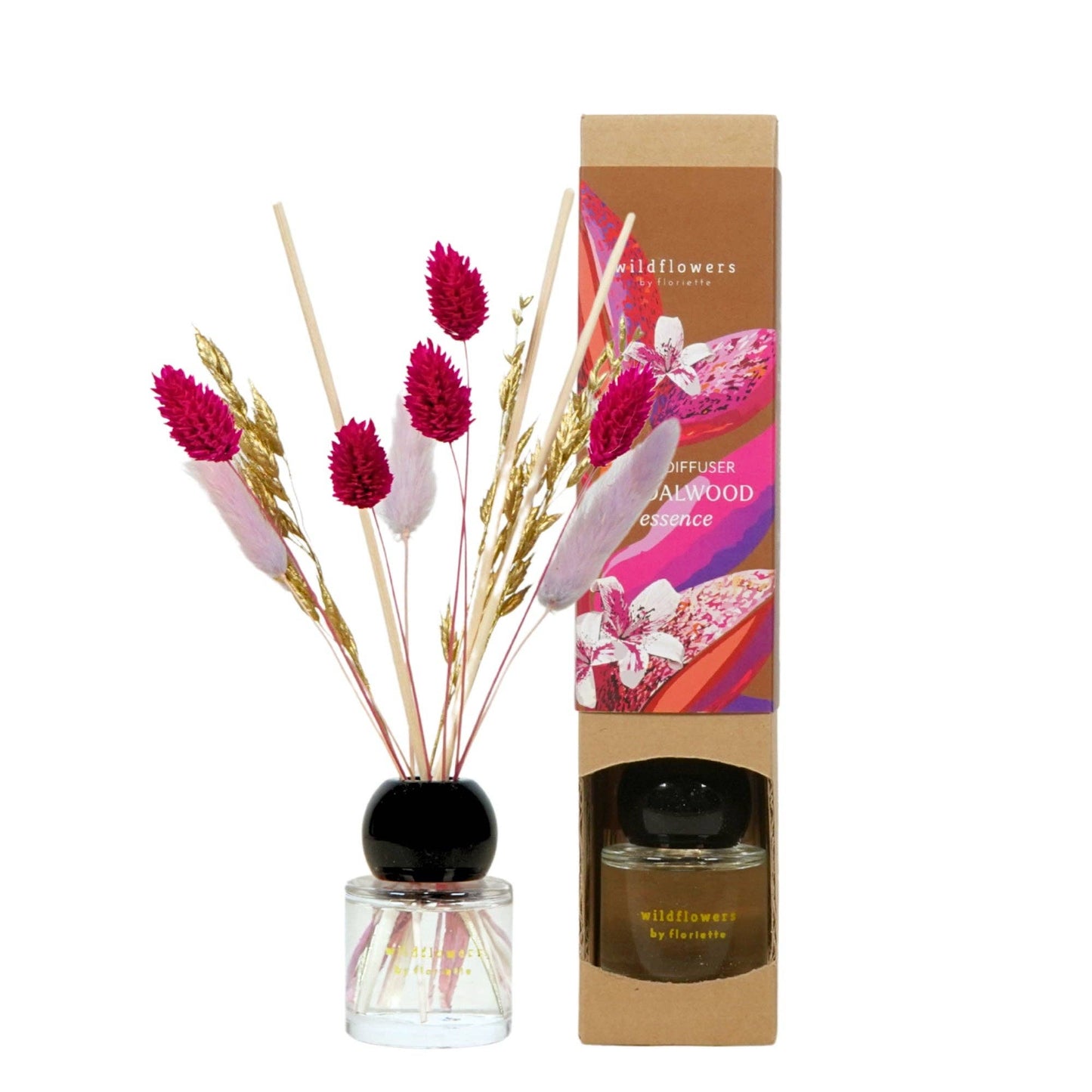 Reed Diffuser med Torkade Blommor 50ML - Sandelträ Essens