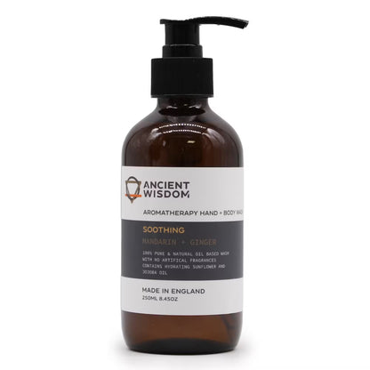 Pumpflaska med aromaterapi hand- och duschtvål, Mandarin & Ingefära, 250 ml