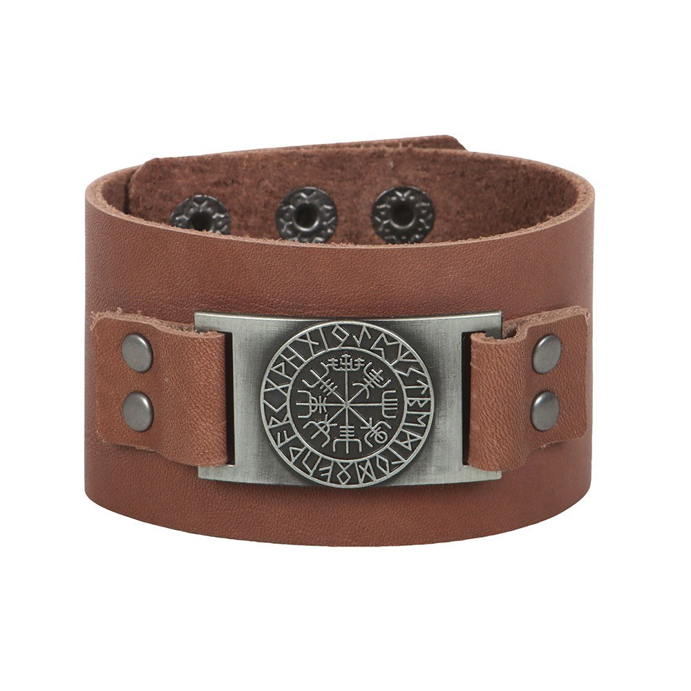Läderarmband med Vikingakompass - Vegvisir