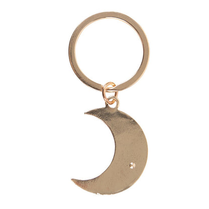 Månfas Nyckelring – Crescent & Gyllene Månfaser