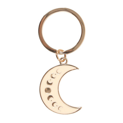 Månfas Nyckelring – Crescent & Gyllene Månfaser