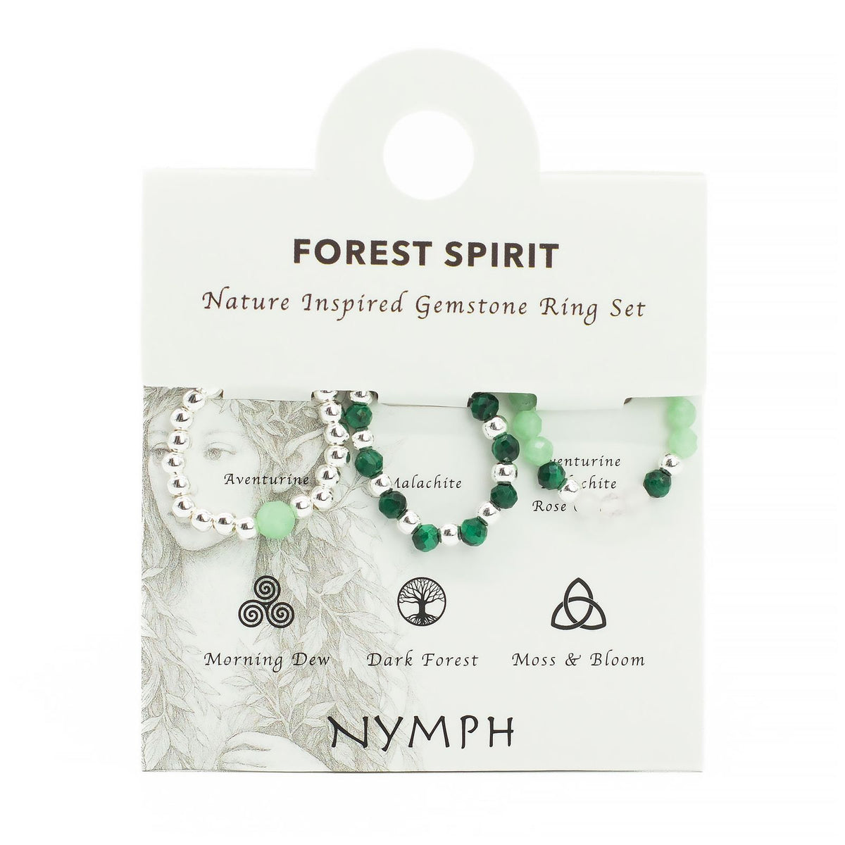 Nymph Spirit Ringset med Ädelstenar – Skogens Ande