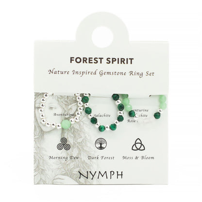 Nymph Spirit Ringset med Ädelstenar – Skogens Ande
