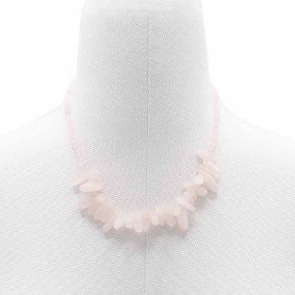Halsband med långa ädelstenar – Rosenkvarts