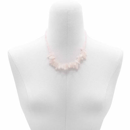 Halsband med långa ädelstenar – Rosenkvarts