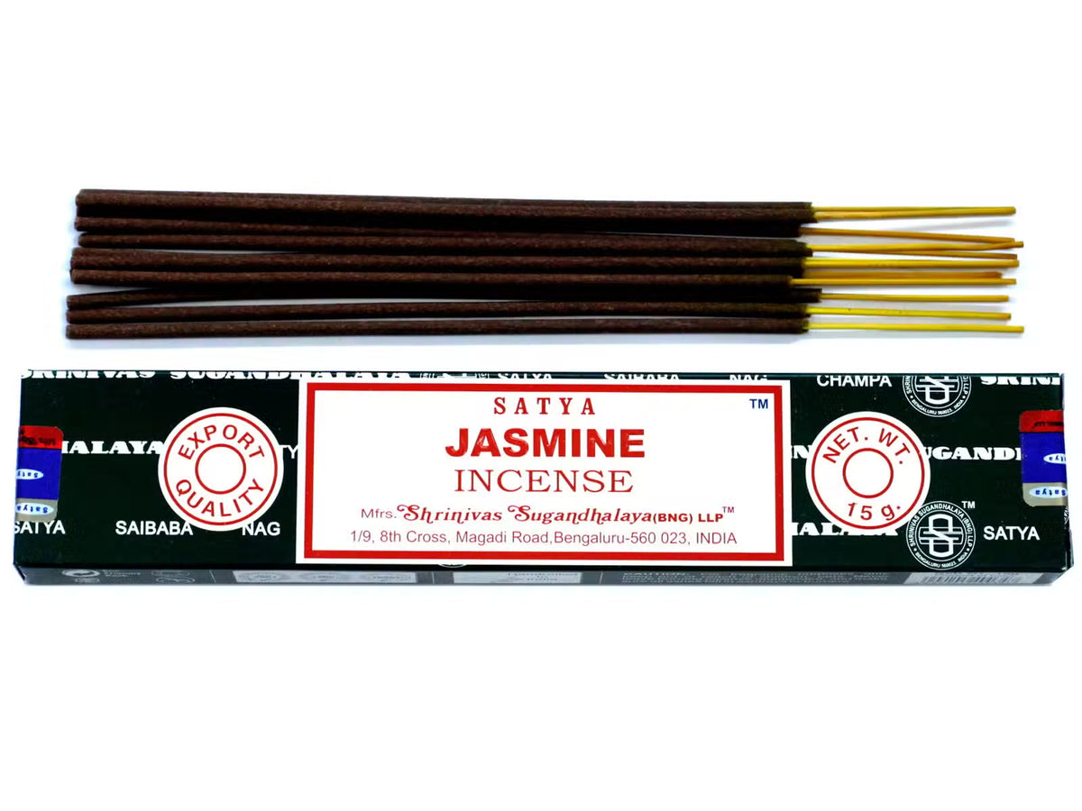 Satya Jasmine rökelse 15 g – en ask med rökelsepinnar