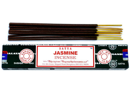 Satya Jasmine rökelse 15 g – en ask med rökelsepinnar
