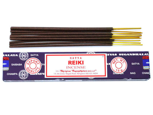 Satya Reiki rökelse 15 g – en ask med rökelsepinnar