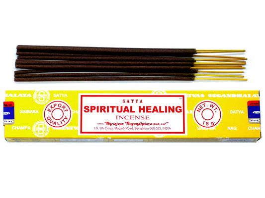 Satya Spiritual Healing rökelse 15 g – en ask med rökelsepinnar
